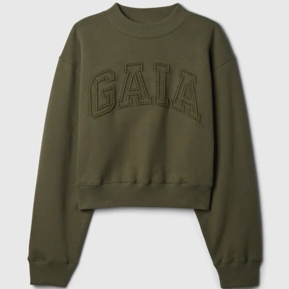 Gap x Cult Gaia Olive Green 'GAIA' Sweatshirt, olive green, XXS, NWT - Picture 3 of 10